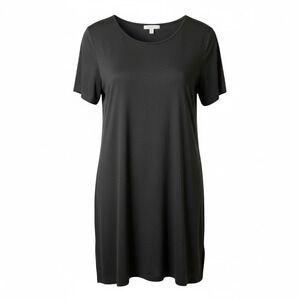 Simply Susan Ponte Knit Swing Dress 2X Black Susan Graver Short Sleeve Loose Fit